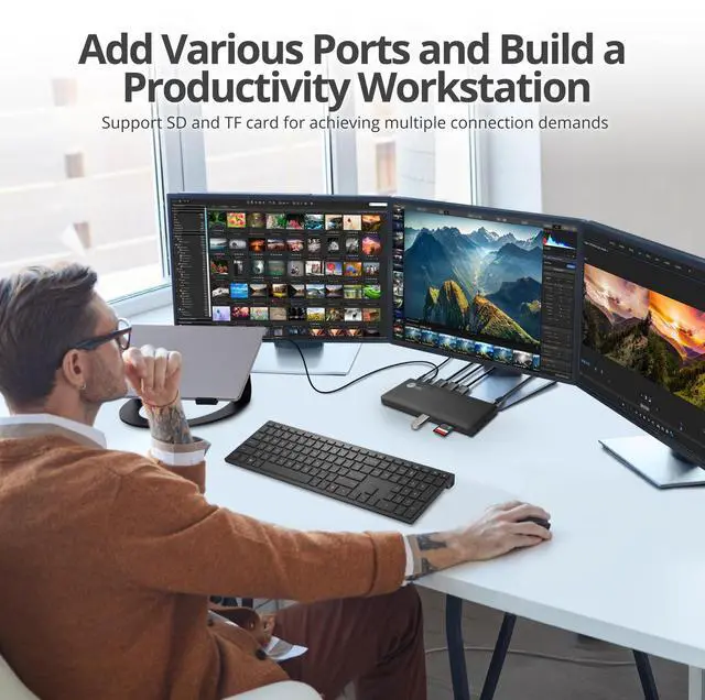 Alt view image 13 of 14 - SIIG USB-C Triple Video MST Docking Station with PD JU-DK0R11-S1 Brown Box