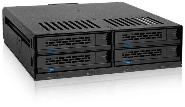 Alt view image 4 of 10 - icy dock 4x2.5 ssd to 5.25 drive bay hot swap backplane cage mobile rack comparable to trayless design  expresscage mb324spb