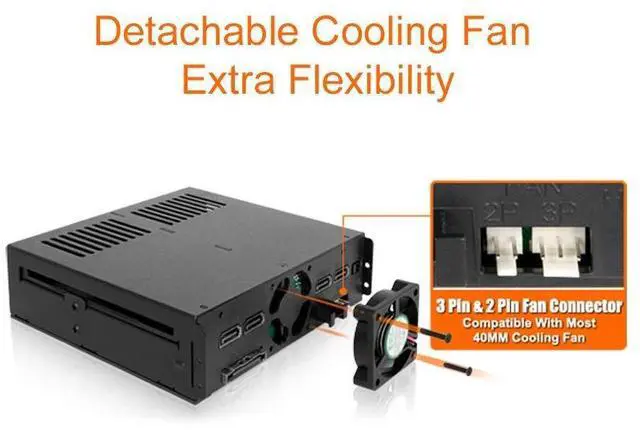 Alt view image 9 of 10 - icy dock 4x2.5 ssd to 5.25 drive bay hot swap backplane cage mobile rack comparable to trayless design  expresscage mb324spb