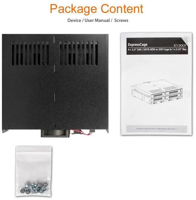 Alt view image 10 of 10 - icy dock 4x2.5 ssd to 5.25 drive bay hot swap backplane cage mobile rack comparable to trayless design  expresscage mb324spb