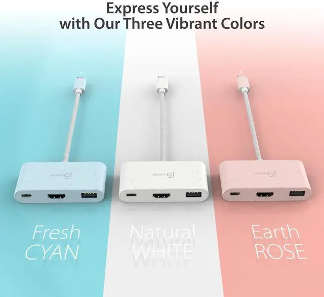 Alt view image 7 of 7 - j5create USB-C to HDMI & USB Type-A with Power Delivery(Eco-Friendly) with 4K HDMI, USB-A 5Gbps, PD 100W Charging | Compatible with MacBook Pro,Chromebook,HP, Samsung and more Type-C Devices(JCA379EW)