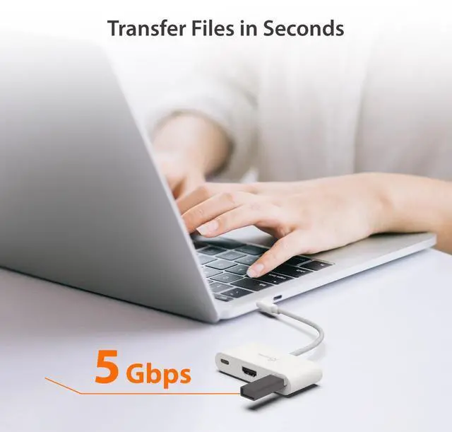 Alt view image 5 of 7 - j5create USB-C to HDMI & USB Type-A with Power Delivery(Eco-Friendly) with 4K HDMI, USB-A 5Gbps, PD 100W Charging | Compatible with MacBook Pro,Chromebook,HP, Samsung and more Type-C Devices(JCA379EW)