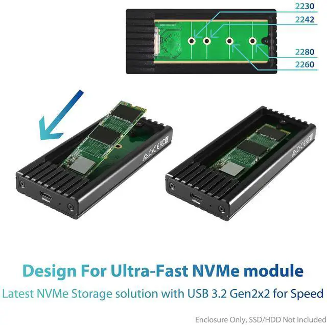 Alt view image 10 of 10 - Vantec NexStar SX M.2 NVMe SSD to USB 3.2 Gen2x2, 20G Type C Enclosure Black