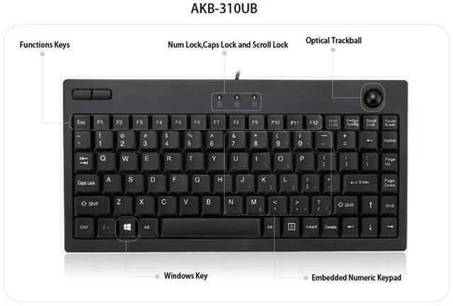 Alt view image 7 of 7 - 2BF7771 - Adesso AKB-310UB Mini Trackball Keyboard