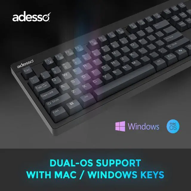 Alt view image 17 of 20 - Adesso EasyTouch 130 Full Sized Wired Mechanical Keyboard With CoPilot AI Hotkey - Cable Connectivity - USB Interface - RGB LED - 104 Key(s) - CoPilot, Multimedia Hot Key(s) - Windows, Mac OS - Englis