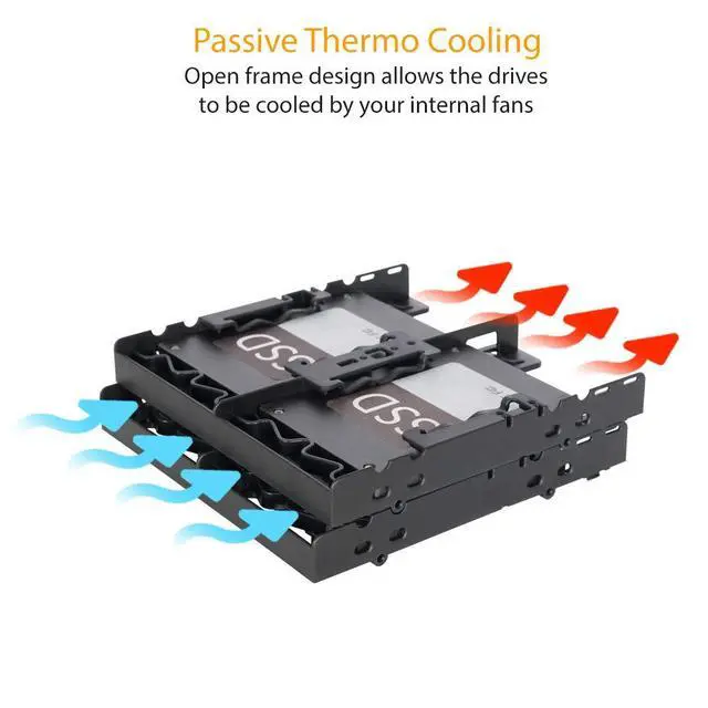 Alt view image 6 of 7 - 4 x 2.5 HDD / SSD Bracket Mount Kit Adapter for 5.25 Drive Bay - FLEX-FIT Quattro MB344SP