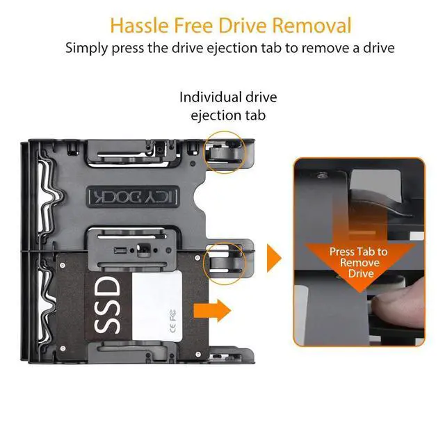 Alt view image 5 of 7 - 4 x 2.5 HDD / SSD Bracket Mount Kit Adapter for 5.25 Drive Bay - FLEX-FIT Quattro MB344SP