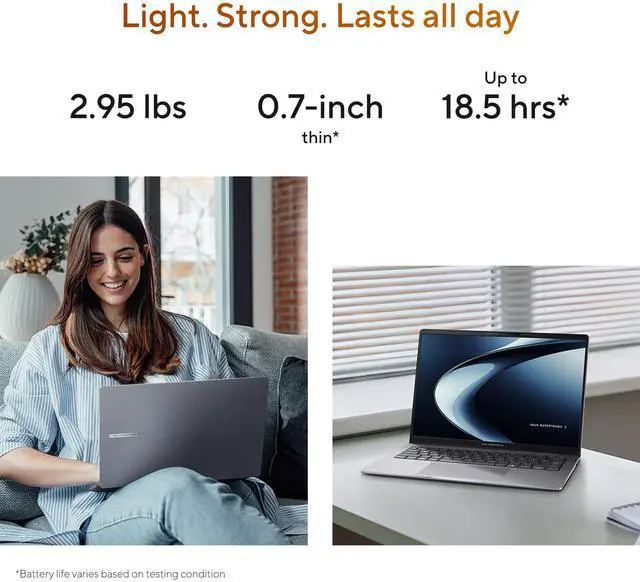 Alt view image 4 of 12 - ASUS ExpertBook PM3 14 Business Laptop, AMD Ryzen AI7 350 Processor, 32GB RAM, 1TB SSD, WiFi 7, Windows 11 Pro, Misty Grey, PM3406CKA-XS76