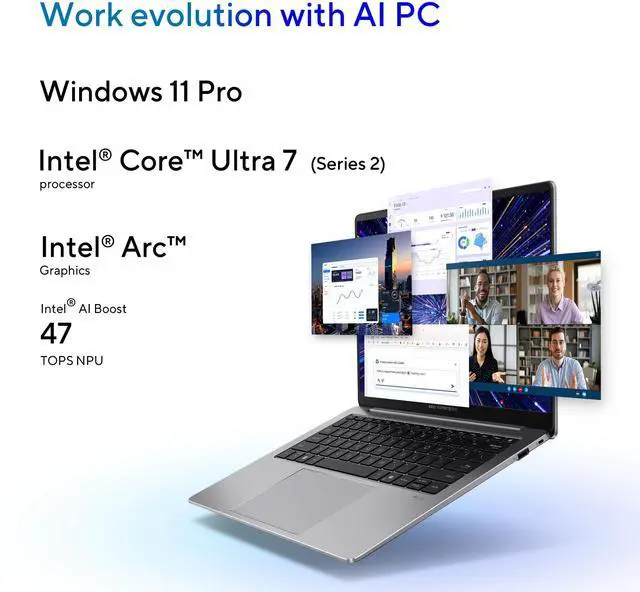 Alt view image 3 of 8 - ASUS ExpertBook P5 Copilot+ PC AI Laptop, Intel® Core 7 Processor 258V, 32GB RAM, 1TB SSD, WiFi 6E, Windows 11 Home, Misty Grey, P5405CSA-DH76