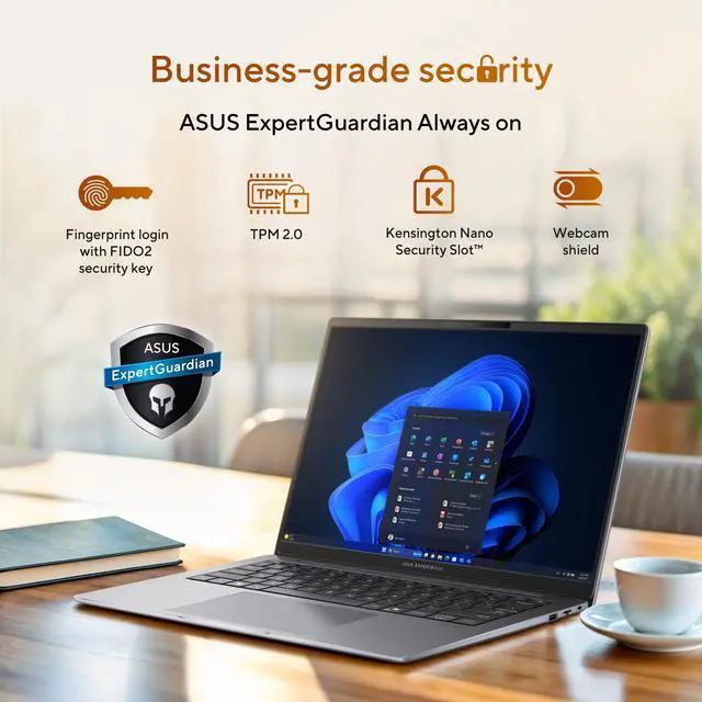Alt view image 5 of 12 - ASUS ExpertBook PM3 14 Business Laptop, AMD Ryzen AI7 350 Processor, 32GB RAM, 1TB SSD, WiFi 7, Windows 11 Pro, Misty Grey, PM3406CKA-XS76