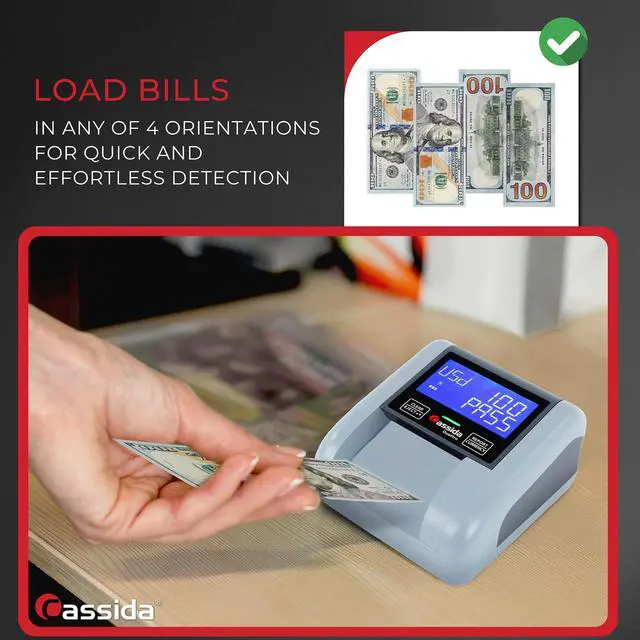 Alt view image 11 of 13 - Cassida Quattro  4-Way Counterfeit Detector - Infrared; Magnetic Strip Detection - Magnetic Thread Security - UV Light - U.S. Currency