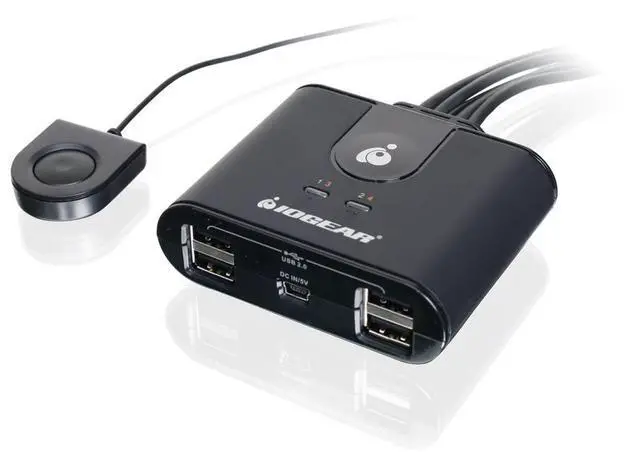 Alt view image 2 of 4 - iogear usb 2.0 4x4 peripheral switching hub - 4 pc share to 4 usb devices - up to 480mbps - mobile devices charging - mouse/keyboard - printer - scanner - ex hd & more-led indicators w/remote - gus404