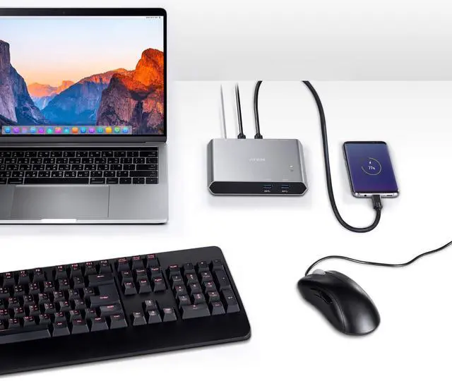 Alt view image 14 of 16 - Aten 2-Port USB-C Gen 1 Dock Switch with Power Pass-through US3310