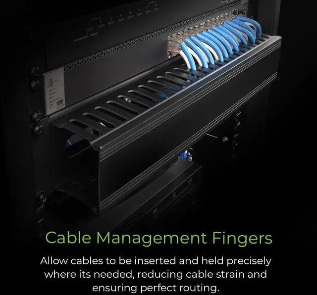 Alt view image 3 of 12 - IOGEAR 2U 19" Horizontal Cable Management Duct with Cover and Mounting Screws, Slotted Finger Duct Wire Organizer for Server/Network/Equipment Rack and Cabinets (GROHD2U)