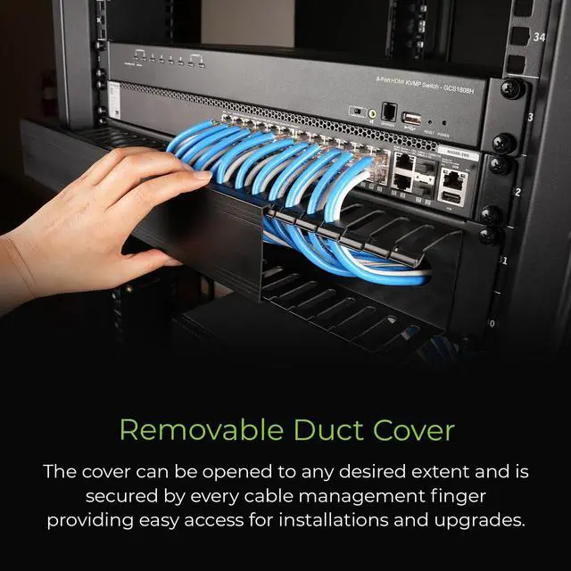 Alt view image 4 of 12 - IOGEAR 2U 19" Horizontal Cable Management Duct with Cover and Mounting Screws, Slotted Finger Duct Wire Organizer for Server/Network/Equipment Rack and Cabinets (GROHD2U)