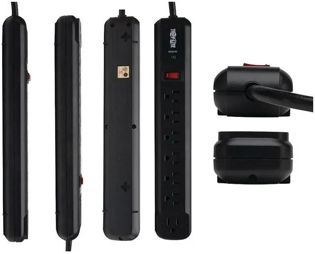 Alt view image 3 of 4 - Tripp Lite TLP74RB Protect It! Surge Suppressor, 7 Outlets, 4 ft Cord, 1080 Joules, Black