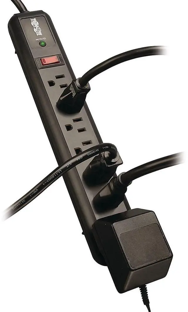 Alt view image 4 of 4 - Tripp Lite TLP74RB Protect It! Surge Suppressor, 7 Outlets, 4 ft Cord, 1080 Joules, Black