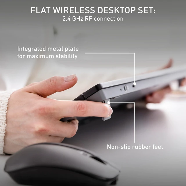 Alt view image 3 of 6 - Stream Desktop, Wireless Keyboard & Mouse Combo | 2.4 GHz Connection, Quiet Keys, Slim Design, Comfortable Writing, Battery-Powered, QWERTY, Black