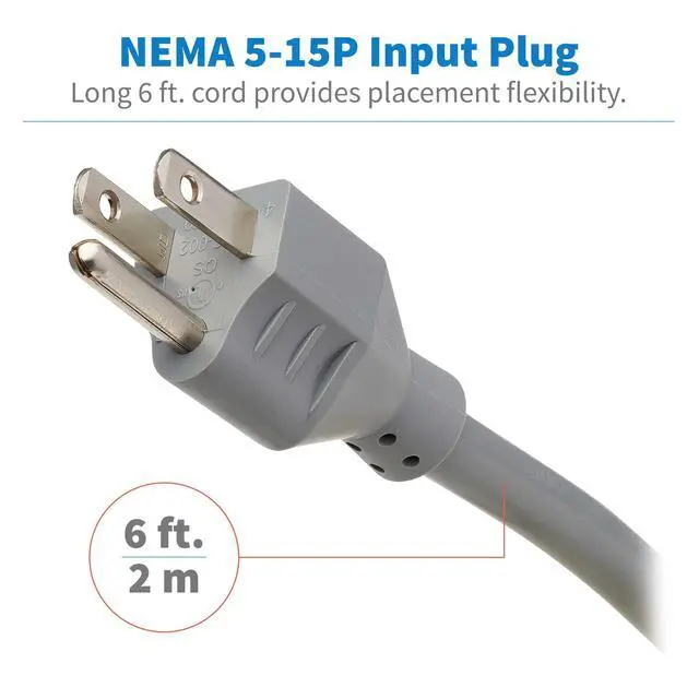Alt view image 7 of 7 - 7-Outlet Surge Protector Power Strip with 6 Individually Controlled Switches, 6 Foot / 1.83M Cord, Lifetime Limited Warranty & $25,000 Insurance (TLP76MSG)