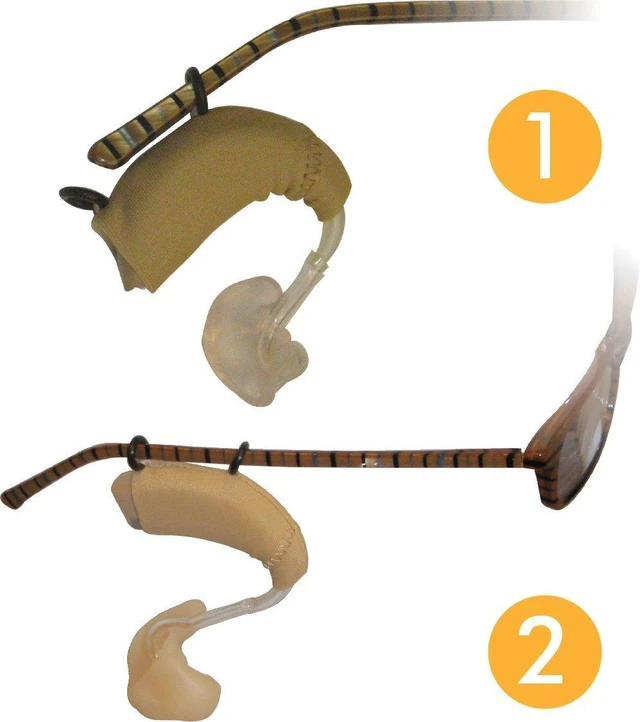 Alt view image 4 of 5 - Ear Gear Mini Cordless Eyeglasses Protect Hearing Aids or Hearing Amplifiers from Dirt, Sweat, Moisture, Wind Fits Hearing Instruments 1 to 1.25