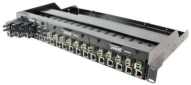 Alt view image 3 of 3 - Transition Networks M-MCR-01-NA 18-Slot Mini Media Converter Chassis - Modular Expansion Base - Ac 100/240 V - 1.5U - Rack-Mountable