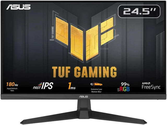 Main image of TUF Gaming 25 (24.5 viewable) 1080P Gaming Monitor (VG259Q3A) FHD, 180Hz, 1ms, Fast IPS, Extreme Low Motion Blur, FreeSync, Variable Overdrive, Speakers, 99% sRGB, Shadow Boost