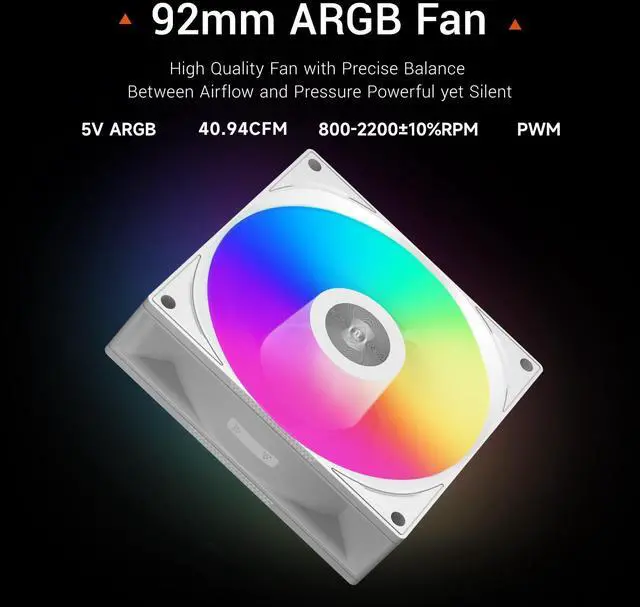 Alt view image 9 of 14 - PCCOOLER CPS R400 ARGB CPU Air Cooler, 4 Direct Contact Heat Pipes, 180W TDP, ARGB Top Cover, 133mm Tall, 92mm PWM Slient ARGB Fan, for Intel LGA 1851/1700/1200/115X & AMD AM5/AM4, White