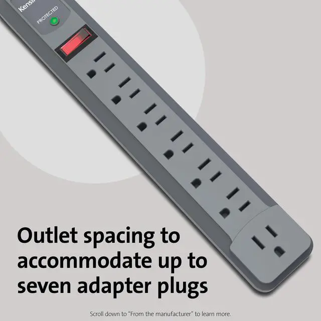 Alt view image 3 of 6 - Guardian 7-Outlet, 6-Foot Cord, & 540 Joules Premium Surge Protector (K38217NA)
