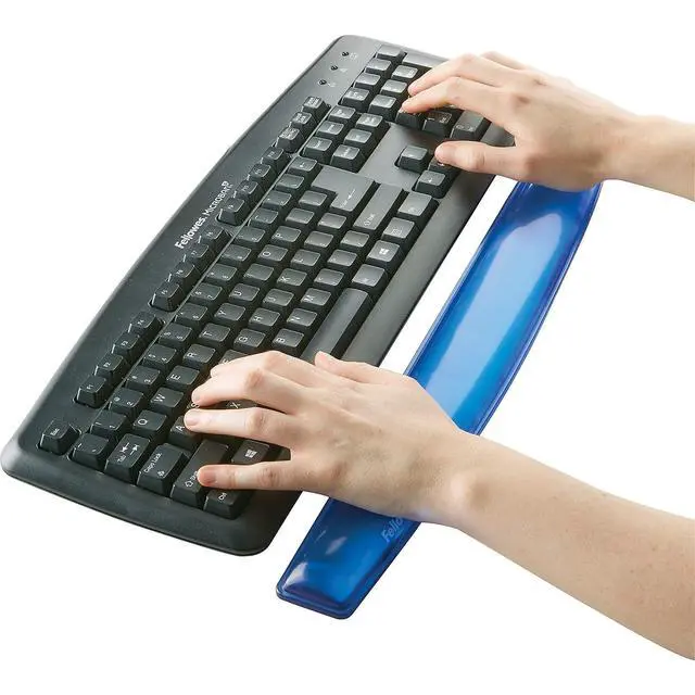 Alt view image 3 of 4 - Gel Wrist Rest - Crystals, Blue - 2.3quot; x 18.5quot; x 0.6quot; - Blue - Gel, Polyurethane, Rubber