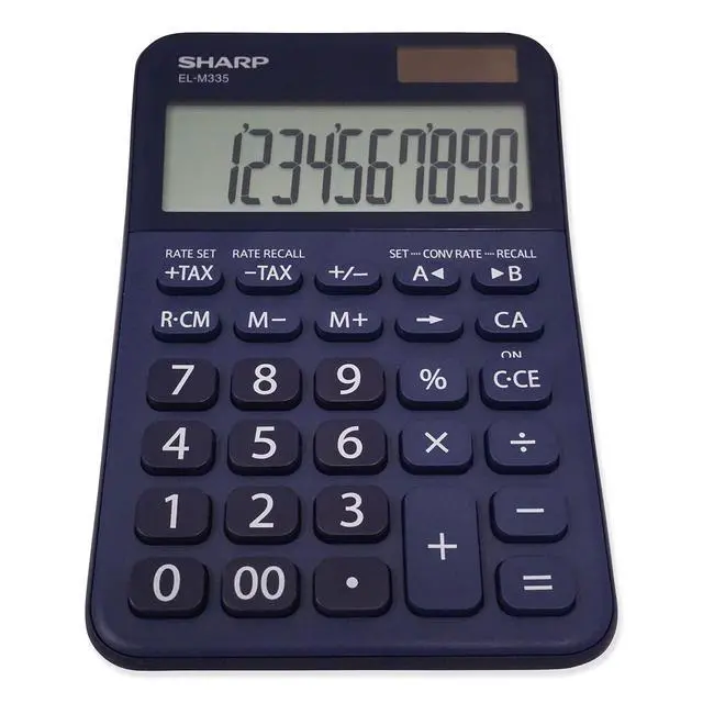 Alt view image 15 of 15 - Sharp ELM335BBL Desktop Calculator 10-Digit LCD Blue