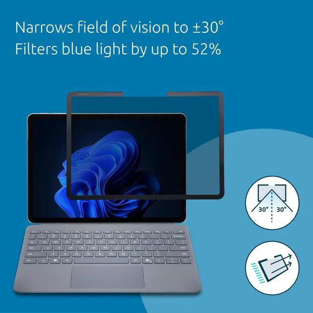 Alt view image 12 of 14 - Kensington MagPro Elite Magnetic Privacy Screen Filter for Surface Pro 12" - For 12" Notebook - Glare Resistant, Fingerprint Resistant, Scratch Resistant - Anti-glare - for Microsoft