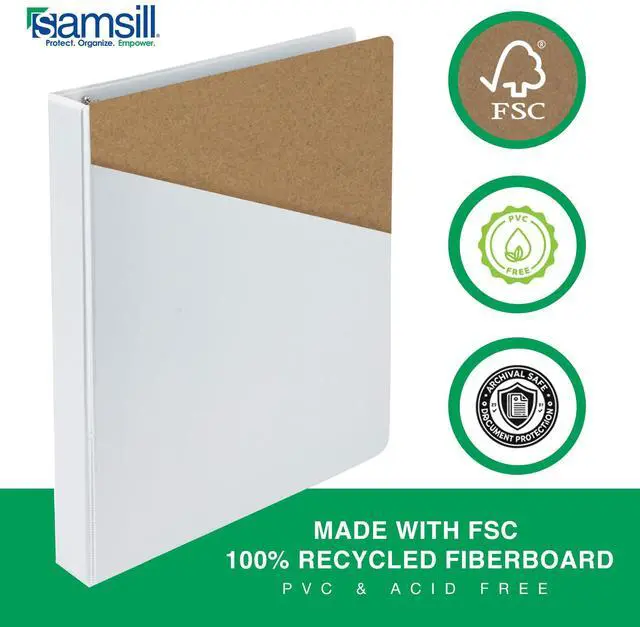 Alt view image 13 of 15 - Samsill Economy 1" 3 Round Ring View Binder 12 Pack White I008537C