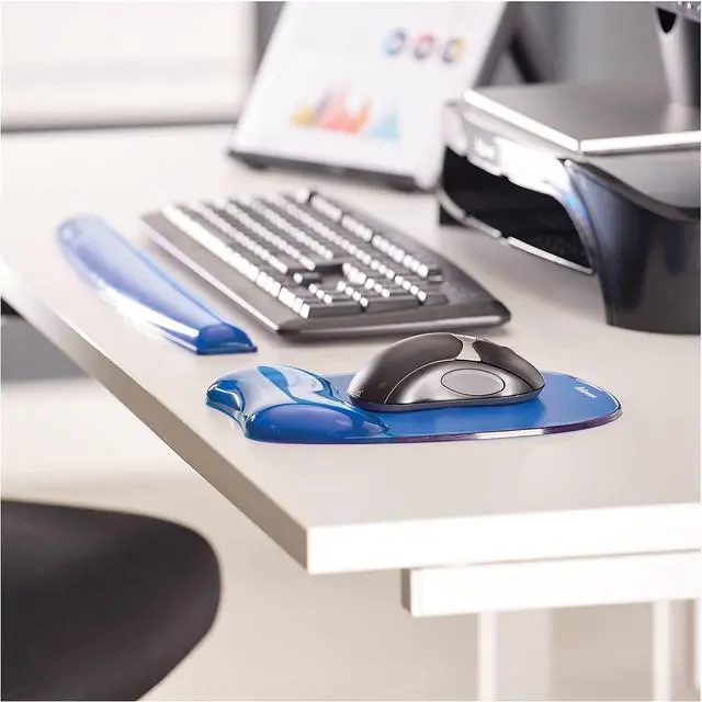 Alt view image 4 of 4 - Gel Wrist Rest - Crystals, Blue - 2.3quot; x 18.5quot; x 0.6quot; - Blue - Gel, Polyurethane, Rubber