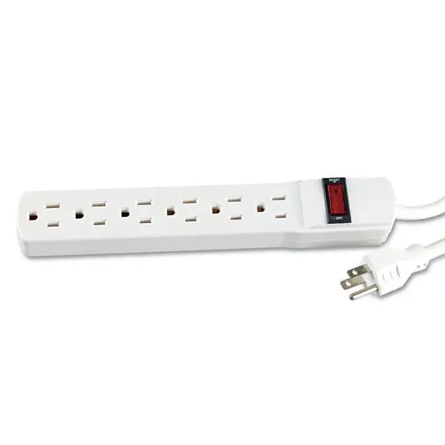 Alt view image 3 of 6 - 73315 Six-Outlet Power Strip, 15-Foot Cord, 1-15/16 x 10-3/16 x 1-3/16, Ivory