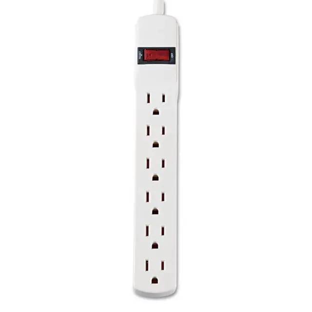 Alt view image 4 of 6 - 73315 Six-Outlet Power Strip, 15-Foot Cord, 1-15/16 x 10-3/16 x 1-3/16, Ivory