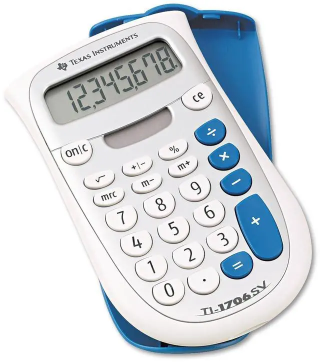 Main image of Texas Instruments TI1706SV TI-1706SV Handheld Pocket Calculator, 8-Digit LCD