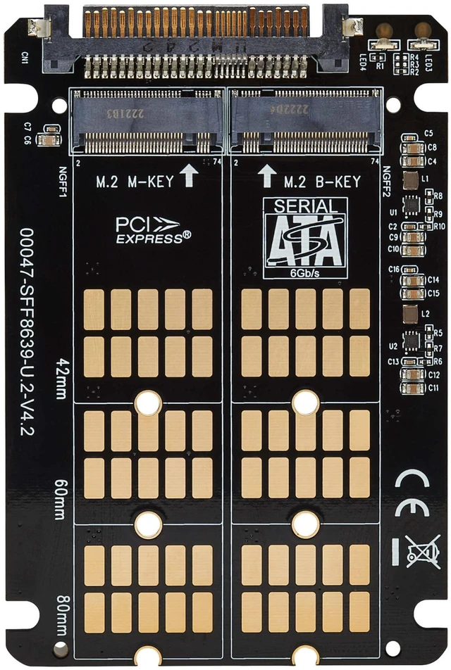 Alt view image 6 of 7 - Tripp Lite U.2 to M.2 Adapter for M.2 PCIe 3.0 NVMe SSD, SFF-8639, Backward Compatible with PCIe 2.0 & 1.0, Supports B+M Key SATA and M-Key SSDs in 2242 2260 & 2280 Sizes, 1-Year Warranty (P970-U2M2)