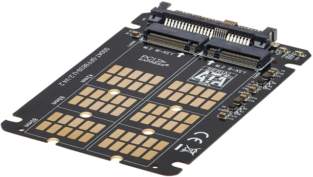 Alt view image 3 of 7 - Tripp Lite U.2 to M.2 Adapter for M.2 PCIe 3.0 NVMe SSD, SFF-8639, Backward Compatible with PCIe 2.0 & 1.0, Supports B+M Key SATA and M-Key SSDs in 2242 2260 & 2280 Sizes, 1-Year Warranty (P970-U2M2)