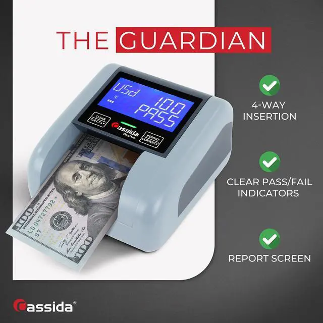 Alt view image 8 of 13 - Cassida Quattro  4-Way Counterfeit Detector - Infrared; Magnetic Strip Detection - Magnetic Thread Security - UV Light - U.S. Currency