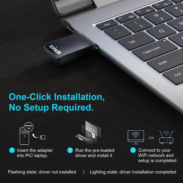 Alt view image 14 of 14 - Tenda AX900 WiFi 6 USB Adapter - Dual Band 600Mbps 5GHz/ 286Mbps 2.4GHz, Mini USB Wifi 6 Adapter for Desktop PC Laptop, Wireles WiFi Adapter for Windows