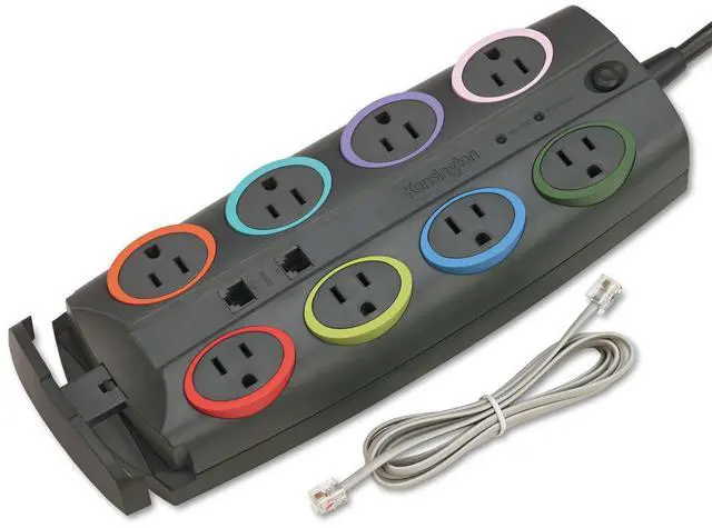 Alt view image 3 of 3 - Kensington SmartSockets 8-Outlet, 8-Foot cord, & 3090 Joules Premium Surge Protector (K62691NA)