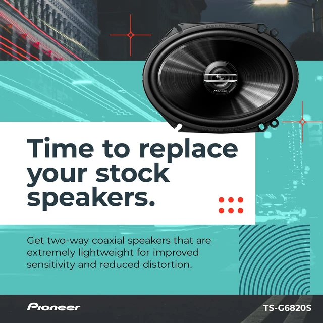 Alt view image 3 of 7 - PIONEER G-Series TS-G6820S 6" x 8" 2-Way Coaxial Car Speakers 250W Max | Great Stock Upgrade, Balanced Sound + Smooth Treble, High-Efficiency Speaker Designed for OEM Power