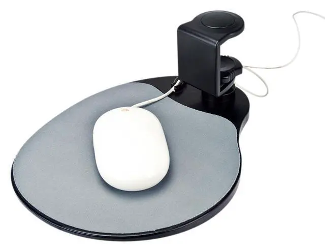Alt view image 2 of 8 - Aidata UM003B Mouse Platform Under Desk, Sturdy Metal Clamp Fits Onto Desks Up To 40mm/1.57", Platform Rotates 360 Degrees To Hide Mouse Under The Desk, Built-in Cable Clip Keeps Mouse In Place, Black