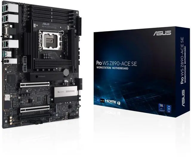 Main image of ASUS Pro WS Z890-ACE SE Z890 LGA 1851 ATX Motherboard, Intel® Core Ultra Series 2 Ready, Advanced AI PC-Ready, PCIe® 5.0, DDR5, 10G & 2.5G LAN, 4X M.2, USB 20Gbps, Thunderbolt 4, onboard BMC, AI OC
