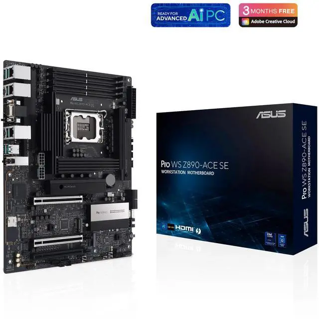 Alt view image 7 of 7 - ASUS Pro WS Z890-ACE SE Z890 LGA 1851 ATX Motherboard, Intel® Core Ultra Series 2 Ready, Advanced AI PC-Ready, PCIe® 5.0, DDR5, 10G & 2.5G LAN, 4X M.2, USB 20Gbps, Thunderbolt 4, onboard BMC, AI OC