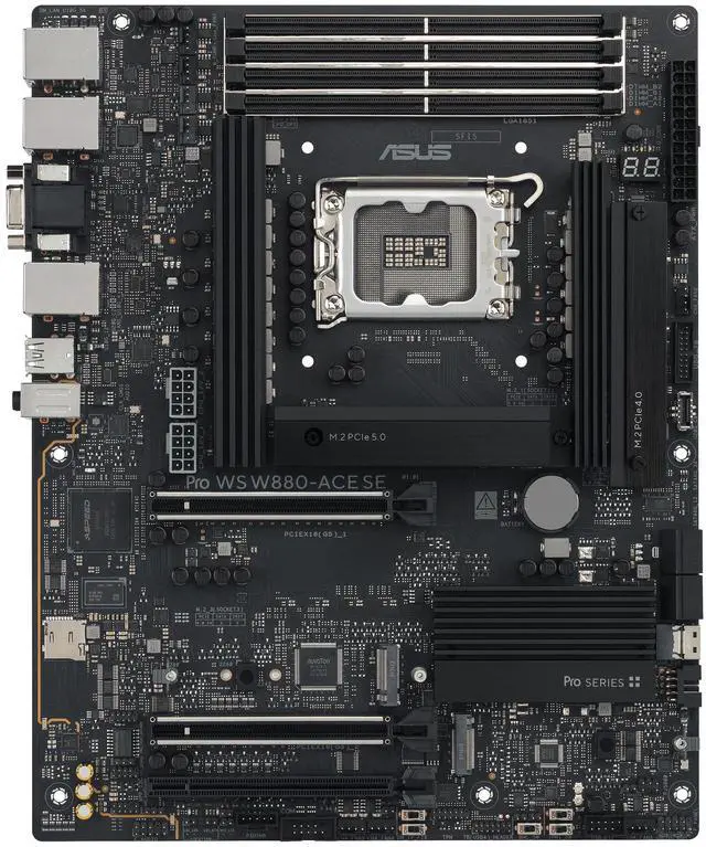 Alt view image 2 of 7 - ASUS Pro WS W880-ACE SE Intel® Core Ultra Processor (Series 2) LGA 1851 ATX Motherboard, 8+1+2+2 Power Stages, PCIe® 5.0 Ready for Next-gen GPUs, DDR5, Thunderbolt 4 Type-C®, 2X 2.5 GbE LAN, 4X M.2