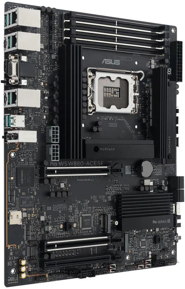 Alt view image 3 of 7 - ASUS Pro WS W880-ACE SE Intel® Core Ultra Processor (Series 2) LGA 1851 ATX Motherboard, 8+1+2+2 Power Stages, PCIe® 5.0 Ready for Next-gen GPUs, DDR5, Thunderbolt 4 Type-C®, 2X 2.5 GbE LAN, 4X M.2