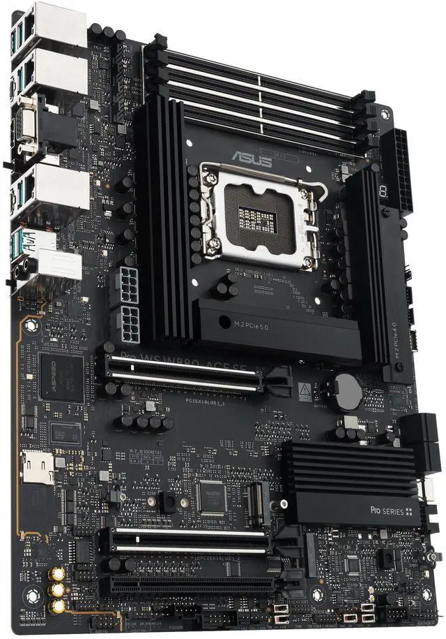 Alt view image 4 of 7 - ASUS Pro WS W880-ACE SE Intel® Core Ultra Processor (Series 2) LGA 1851 ATX Motherboard, 8+1+2+2 Power Stages, PCIe® 5.0 Ready for Next-gen GPUs, DDR5, Thunderbolt 4 Type-C®, 2X 2.5 GbE LAN, 4X M.2