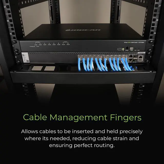 Alt view image 6 of 10 - IOGEAR 1U 19" Horizontal Cable Management Duct  Finger Duct with Removable Cover, Metal Construction (GROHD1U)