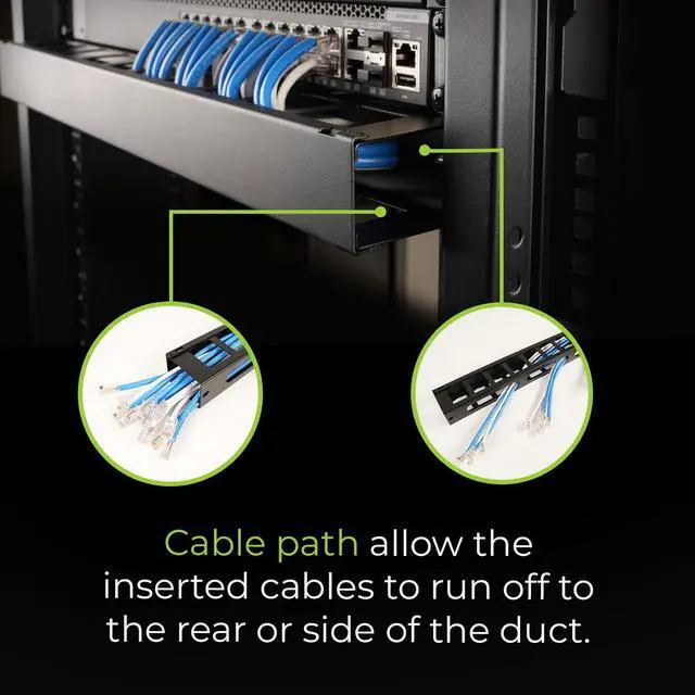 Alt view image 7 of 10 - IOGEAR 1U 19" Horizontal Cable Management Duct  Finger Duct with Removable Cover, Metal Construction (GROHD1U)